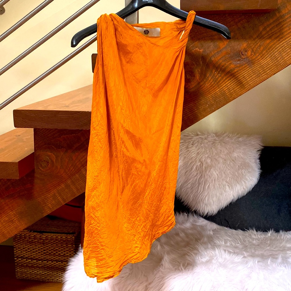 Marc Le Bihan silk orange blouse assymetric